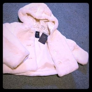 Baby gap faux fur hooded coat with bear ears